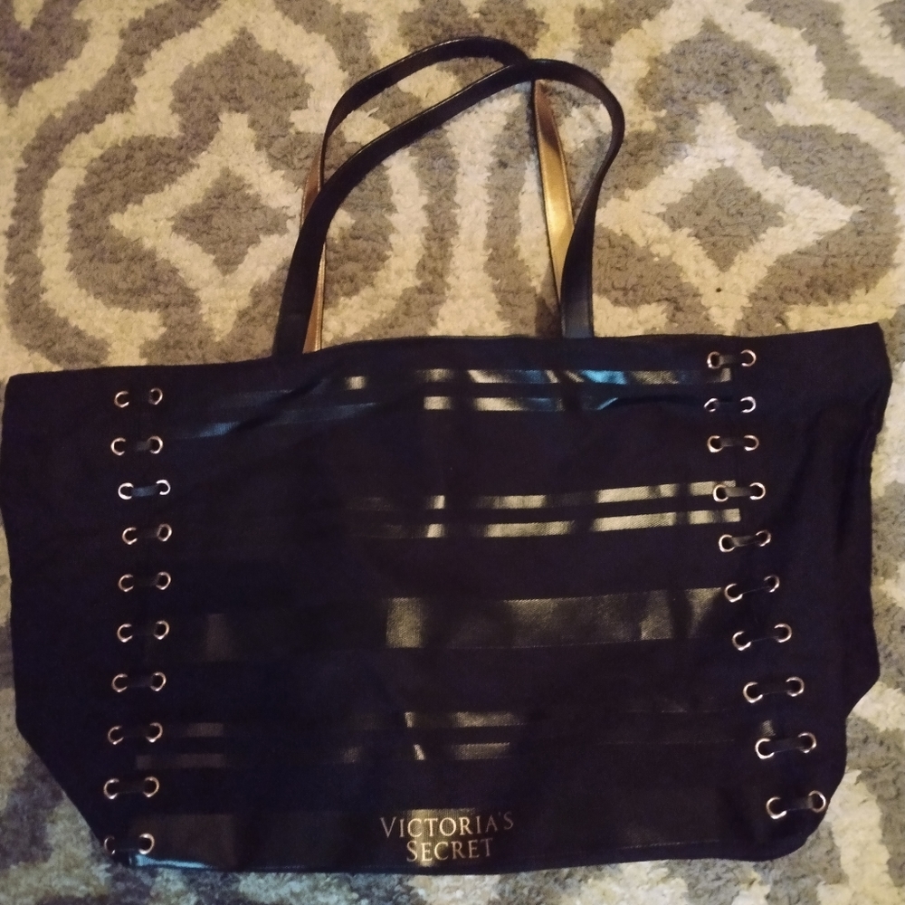 Victoria secret tote bag size large black&gold